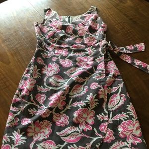 Wedding - Boden grey/pink flower linen dress
